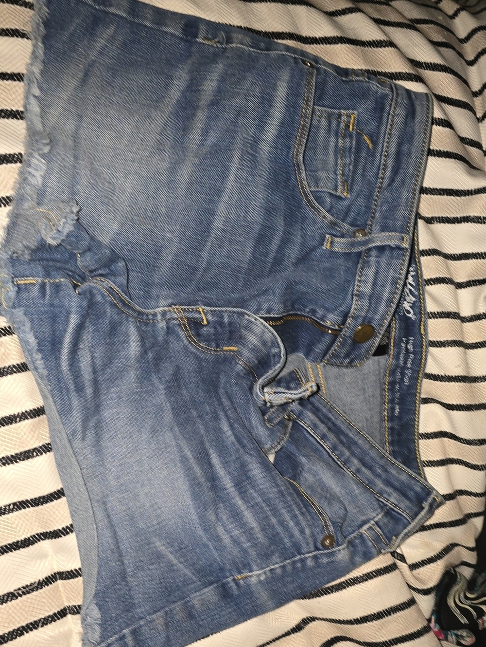 Massimo High Waist Denim Shorts in Medium Blue